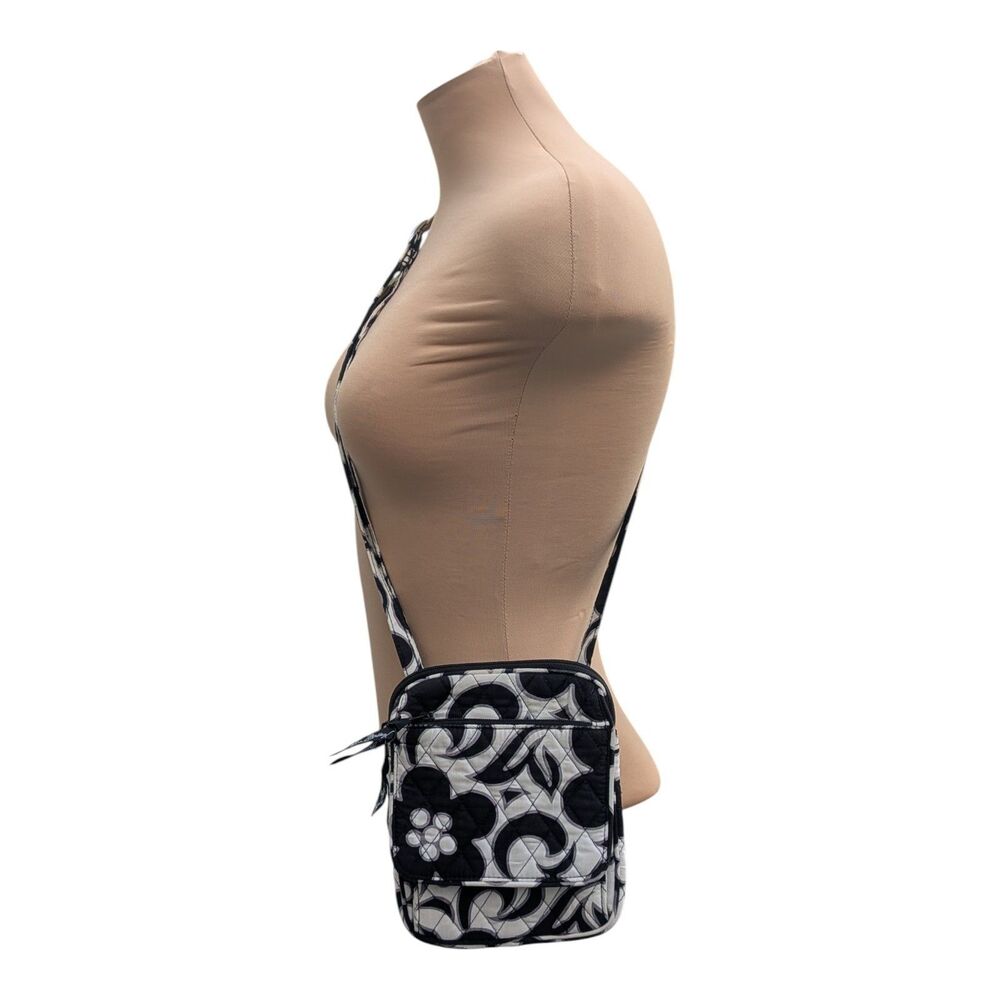 Vera Bradley Night & Day Crossbody Purse Black White Quilted Cotton Mini Hipster